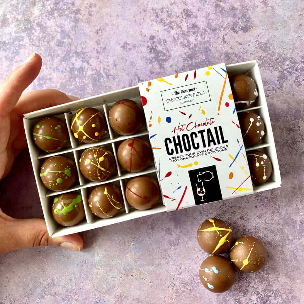 Choctails-  flavoured mini belgian chocolate spheres flavoured to create your own luxury hot chocolate choctail.